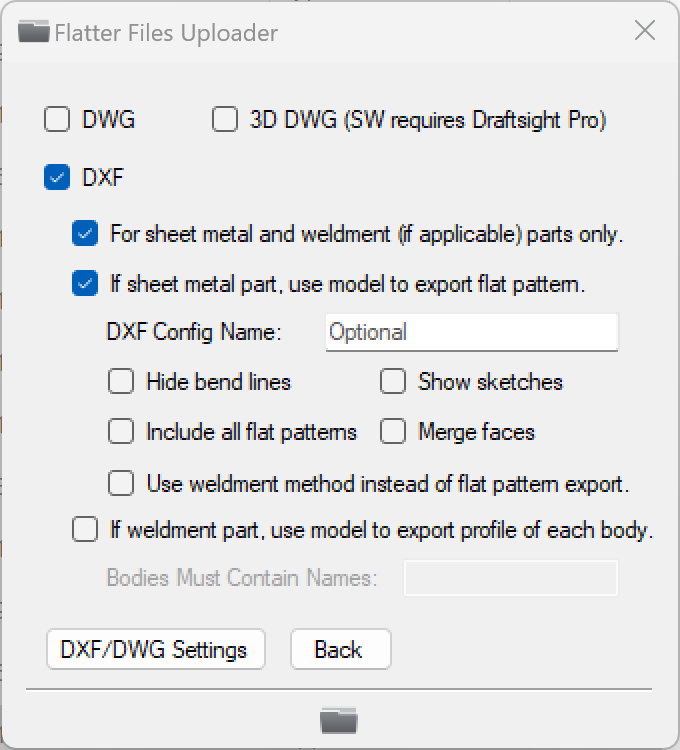 DXF/DWG Settings