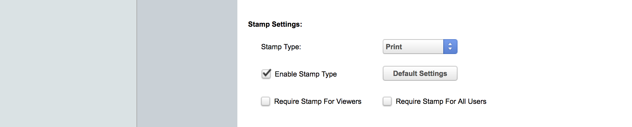 Print Stamp Settings
